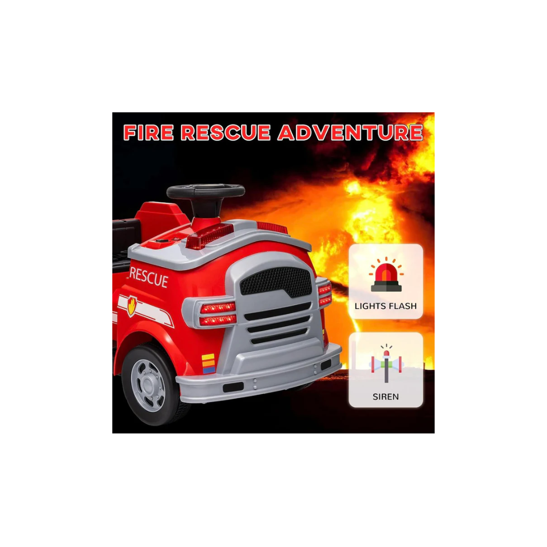 Emorted 12V Ride on Fire Truck, Battery Powered Electric Car for Kids with Siren, Flashing Lights Rescue