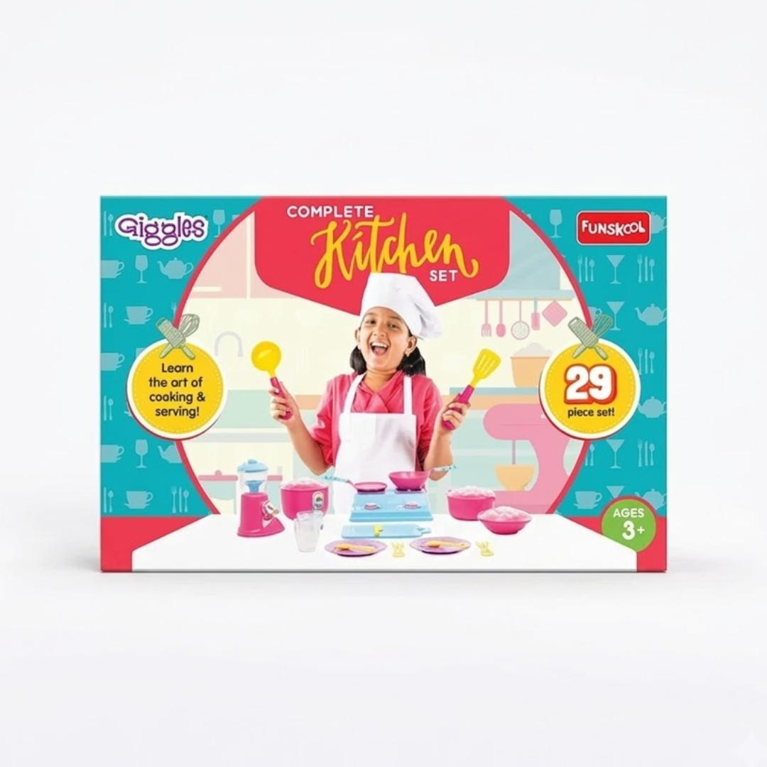 Giggles Complete Kitchen Set – 29 Piece Pretend Play Kitchen Toy Set