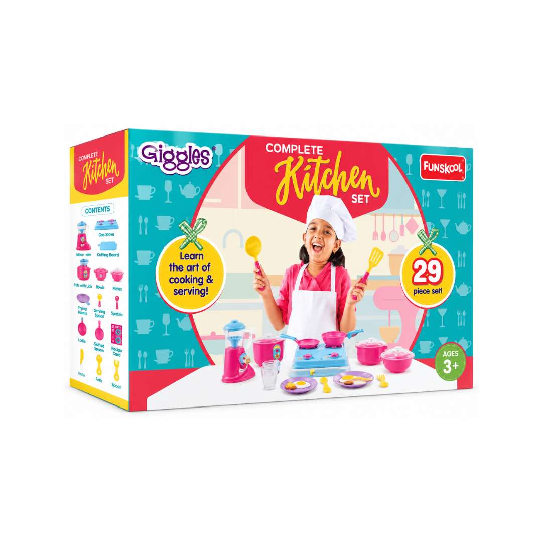 Giggles Complete Kitchen Set – 29 Piece Pretend Play Kitchen Toy Set