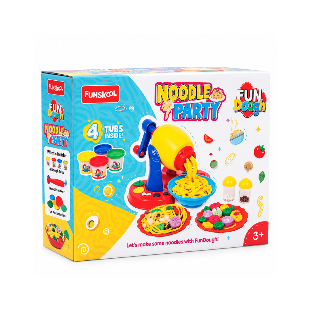 Funskool Fun Dough Noodle Party Dough Set – 4 Tubs – Creative Activity Toy