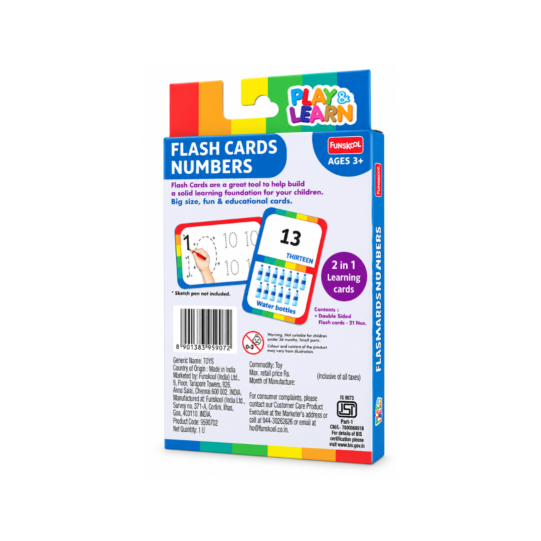 Funskool Play & Learn Flash Cards Numbers – 2-in-1 Learning & Writing Cards