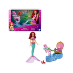 Mattel Disney Princess Ariel Mermaid Doll & Rolling Chariot with Removable Fashion Tail & Sebastian Figure