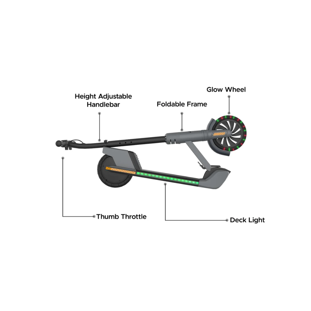 EMotorad Lil E Junior Electric Kick Scooter Foldable Aluminum Alloy Frame Charcoal Grey
