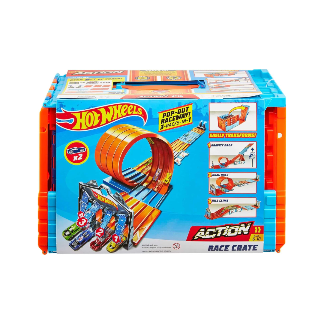 Hot Wheels Race Crate With 3 Stunts in 1 Track Set