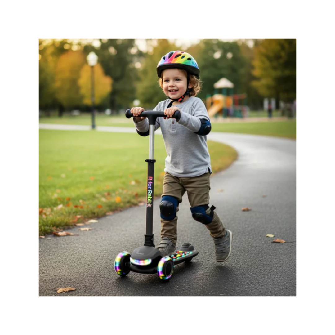 R For Rabbit Road Runner Jazz LED Music Scooter Adjustable Kids Scooter Pure Black