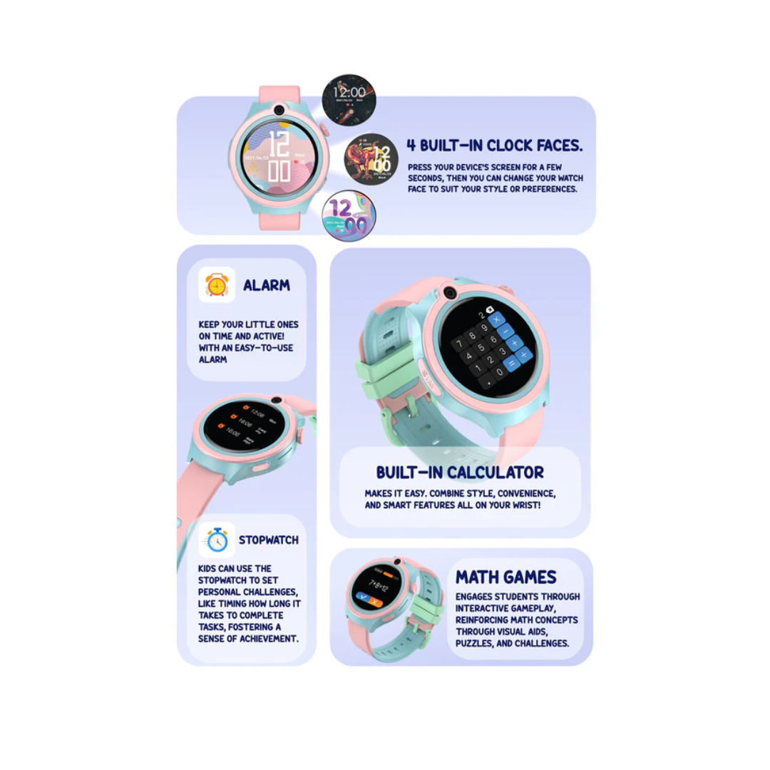 Spiky Cacus 4G Video Calling Smartwatch with GPS - Pink