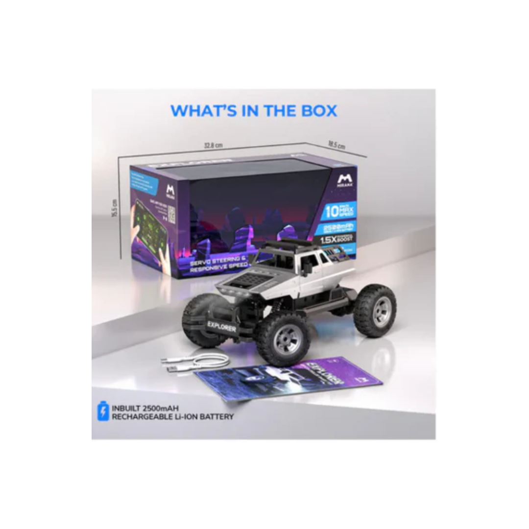 Mirana 4WD Explorer C-Type USB Rechargeable App Controlled RC Car Silver
