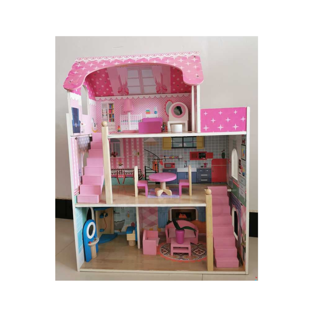 Rainbow Toys Wooden Dollhouse Furniture Set Includes