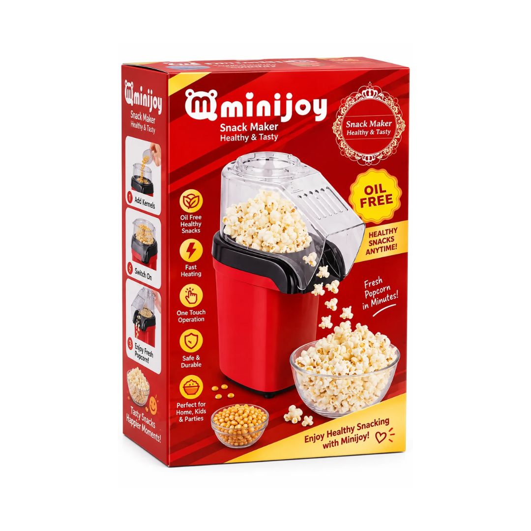 Minijoy Oil-Free Snack Maker – Hot Air Popcorn Maker Machine