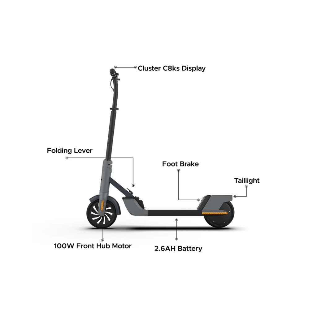 EMotorad Lil E Junior Electric Kick Scooter Foldable Aluminum Alloy Frame Charcoal Grey
