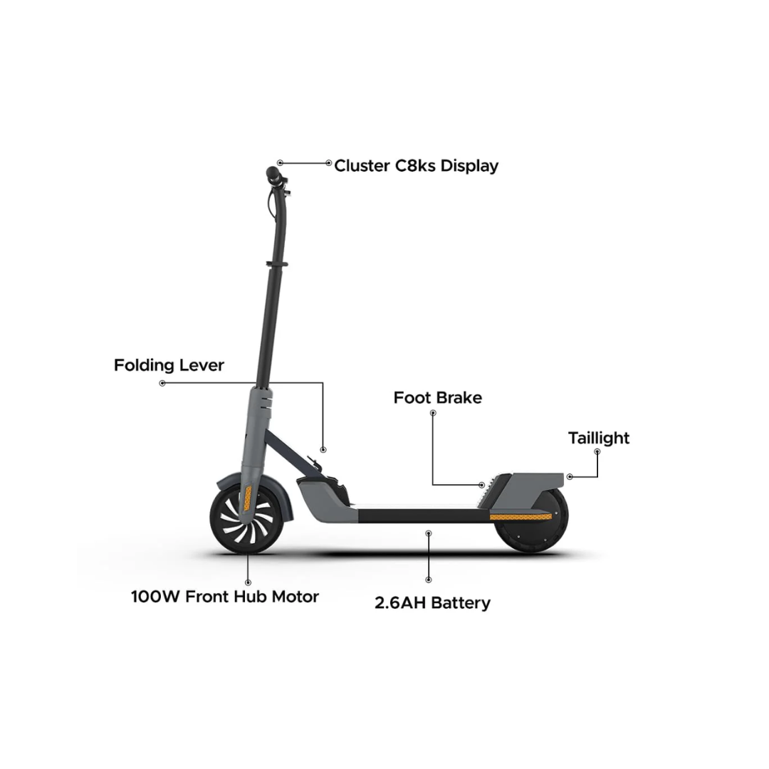 EMotorad Lil E Junior Electric Kick Scooter Foldable Aluminum Alloy Frame Charcoal Grey