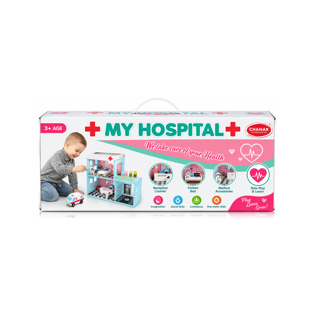 Chanak Wooden Hospital Set for Kids (18 Pieces)
