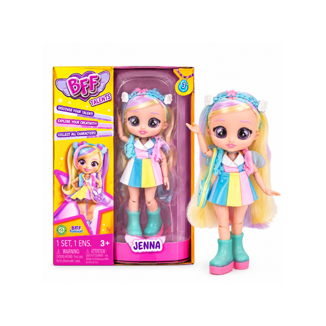Cry Babies Jenna Doll with Long Hair, Fabric Clothes and 9 Accessories