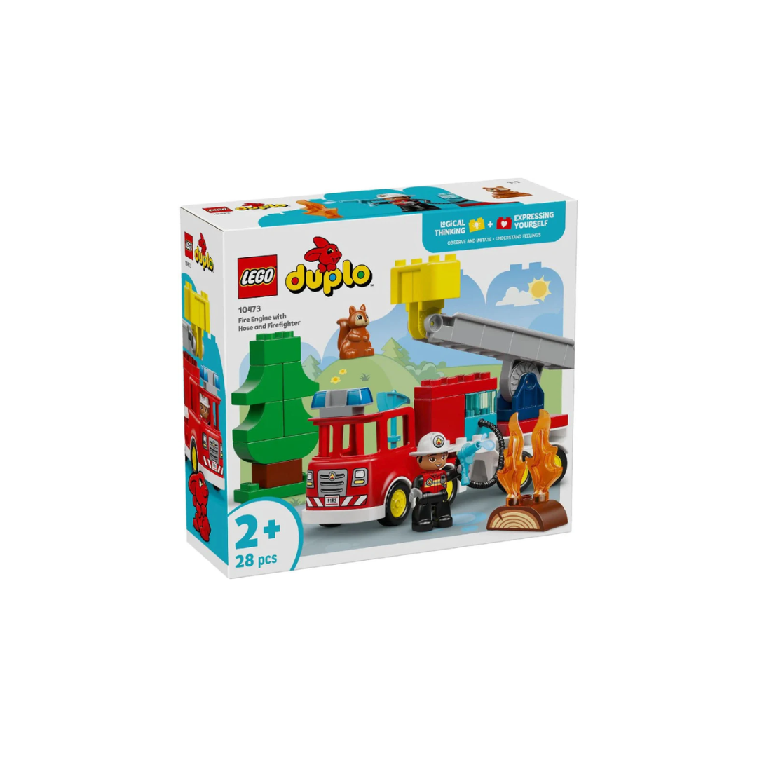 Lego 10473 Duplo Fire Truck With Hose And Firefighter (28 Pieces)