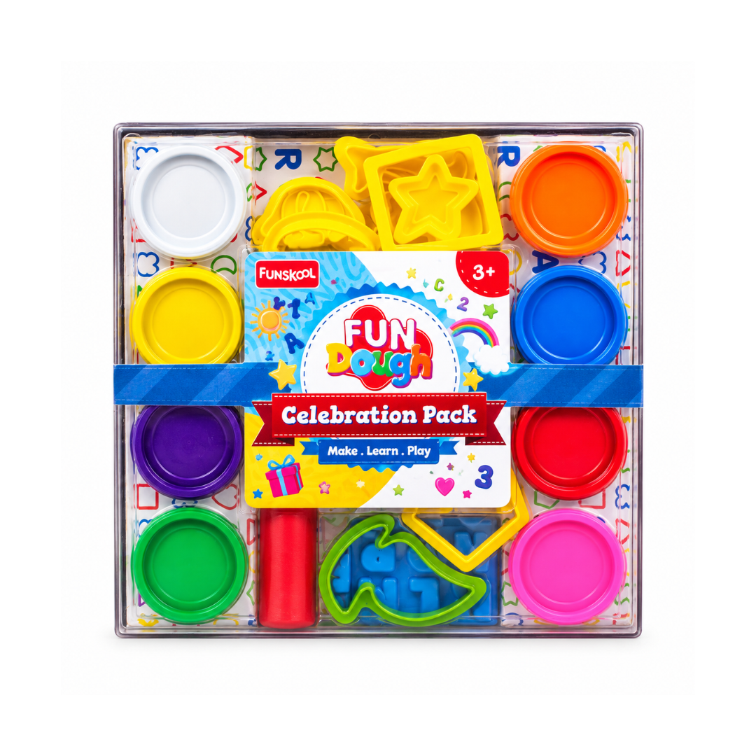 Funskool Fun Dough Celebration Pack – Colourful Dough Modelling & Moulding Activity Set