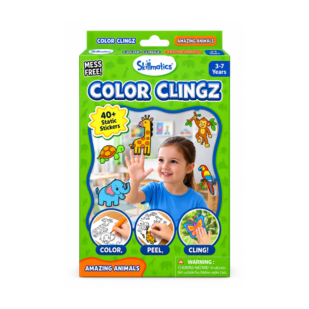 Skillmatics Color Clingz Amazing Animals - Mess-Free Reusable Static Stickers
