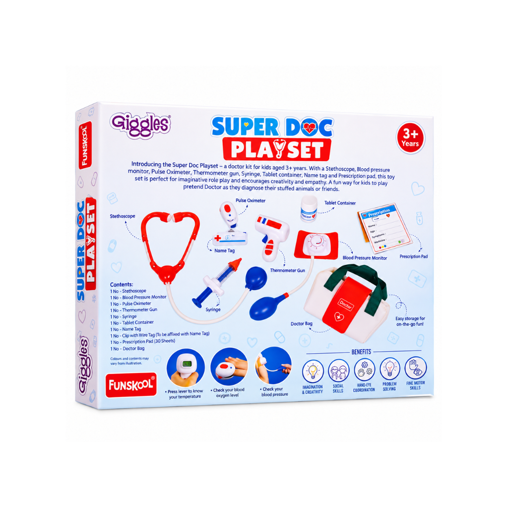 Funskool Giggles Super Doctor Playset Kids Pretend Role Play Toys for 3+
