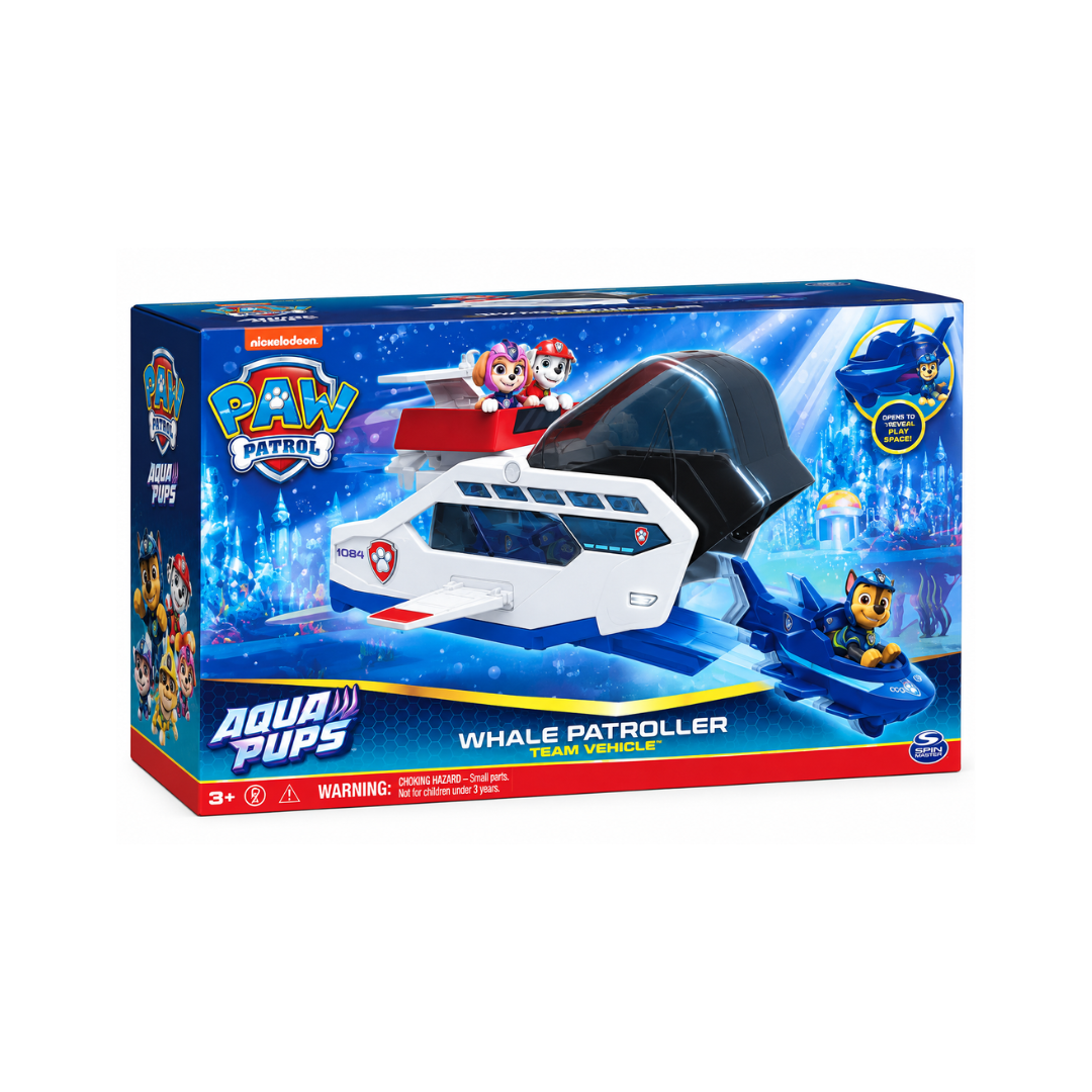 Winmagic Paw Patrol Aqua Pups Whale Patroller Team Vehicle With Chase Action Figure, Toy