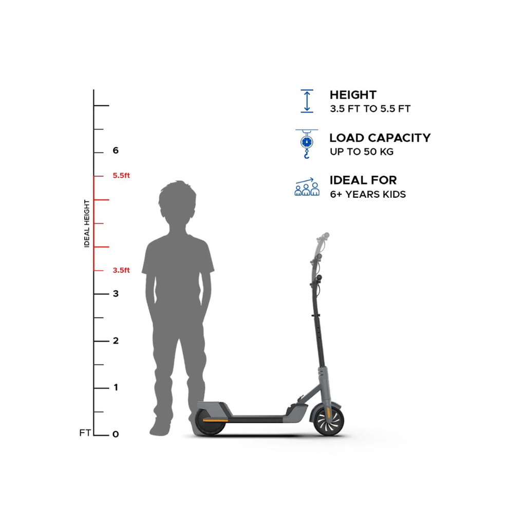EMotorad Lil E Junior Electric Kick Scooter Foldable Aluminum Alloy Frame Charcoal Grey