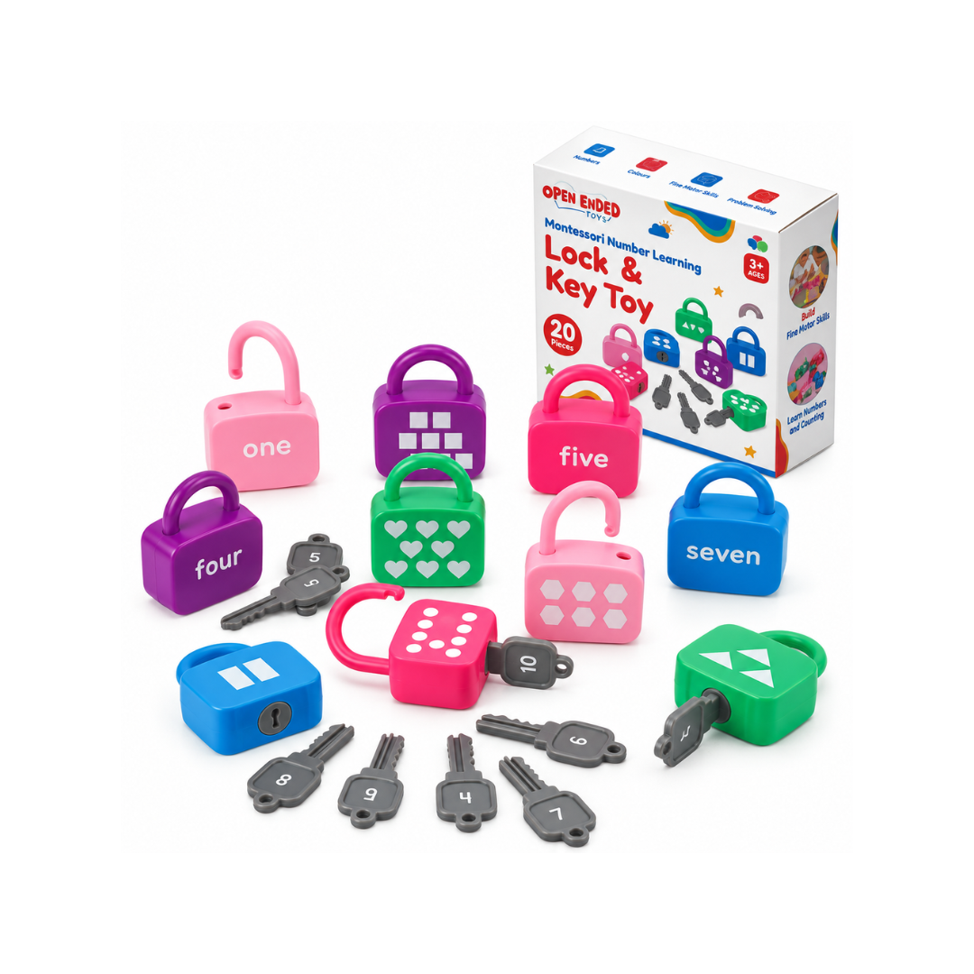Open Ended Montessori Number Lock & Key Toy (20 pcs)