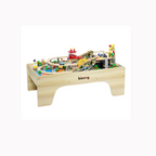 Rainbow Toys Deluxe Jumbo 110 Pcs Wooden Train Set With Table