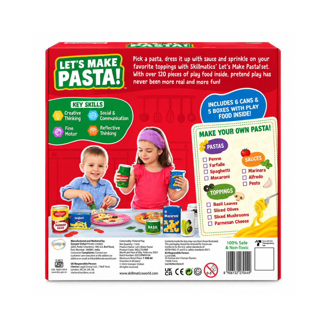 Skillmatics Let's Make Pasta Play Food for Realistic Pretend Play