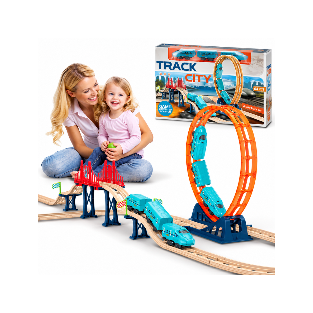 Luxury Funny Worlds Track City Railway Train Set, DIY Building Track