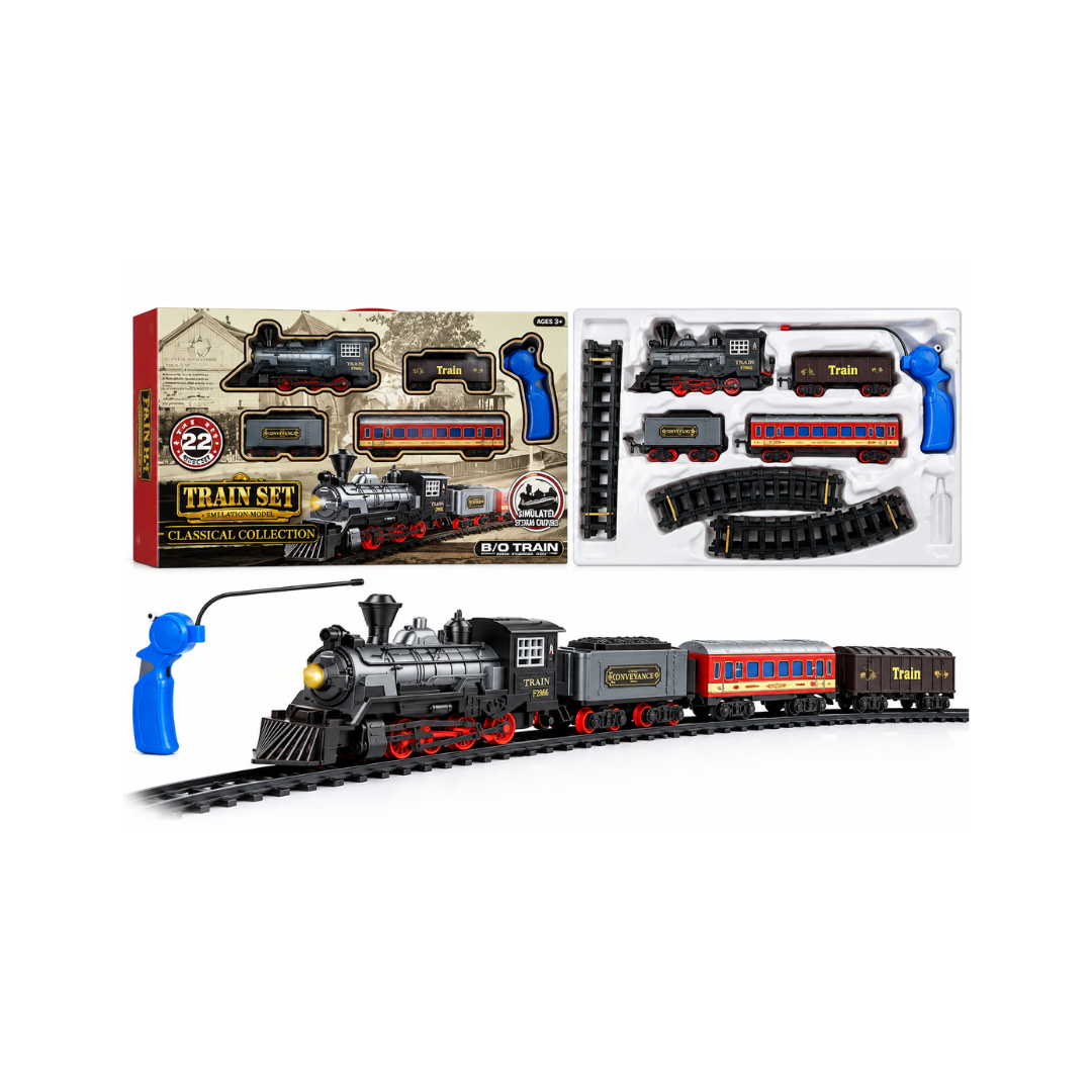 Classic Model Remote Control Train & Track Set Simulation Smoke Locomotive Engine