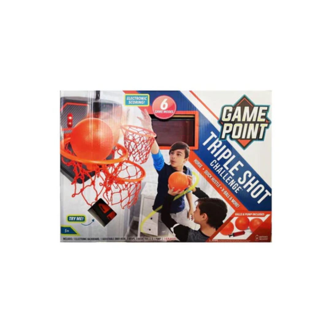 Rainbow Toys Game Point Triple Shot Challenge Indoor Basketball Play Set