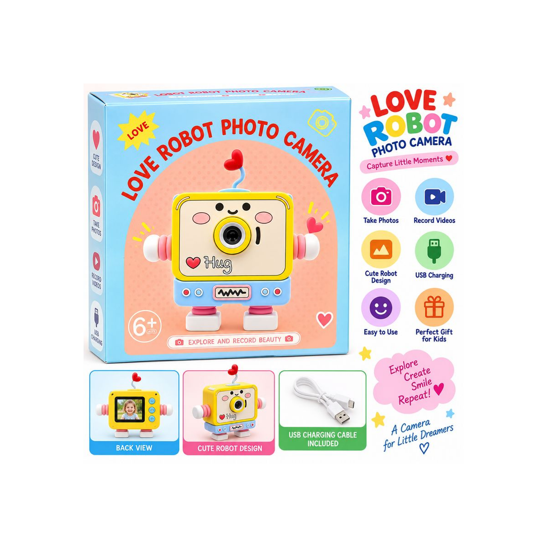 Love Robot Photo Camera – Kids Digital Camera Toy for Children