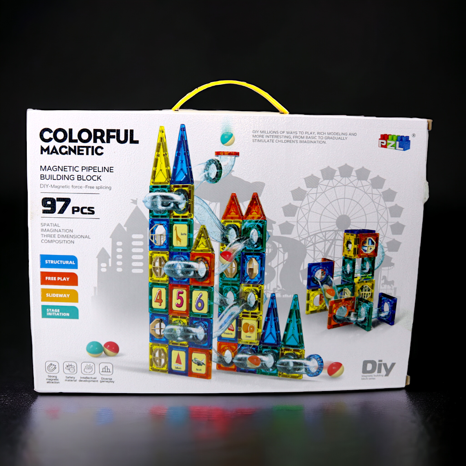 Rainbow Toys Colorful Magnetic Pipeline Building Blocks – 97 PCS