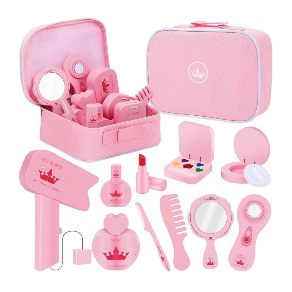 Pink Wooden Makeup Toy Set for Girls