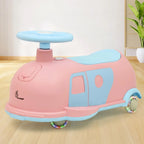 R for Rabbit Iya Iya Caravan 3-in-1 Swing, Push & Pull Ride-On for Kids with PU LED Wheels, ABEC 7 Bearings & Toy Storage – Pink Blue