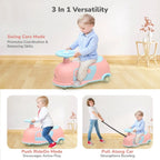 R for Rabbit Iya Iya Caravan 3-in-1 Swing, Push & Pull Ride-On for Kids with PU LED Wheels, ABEC 7 Bearings & Toy Storage – Pink Blue