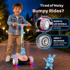 R for Rabbit Road Runner Bunny Scooter For Kids With PU LED Wheels - Pink Blue