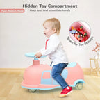 R for Rabbit Iya Iya Caravan 3-in-1 Swing, Push & Pull Ride-On for Kids with PU LED Wheels, ABEC 7 Bearings & Toy Storage – Pink Blue