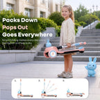 R for Rabbit Road Runner Bunny Scooter For Kids With PU LED Wheels - Pink Blue