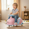 R for Rabbit Iya Iya Caravan 3-in-1 Swing, Push & Pull Ride-On for Kids with PU LED Wheels, ABEC 7 Bearings & Toy Storage – Pink Blue