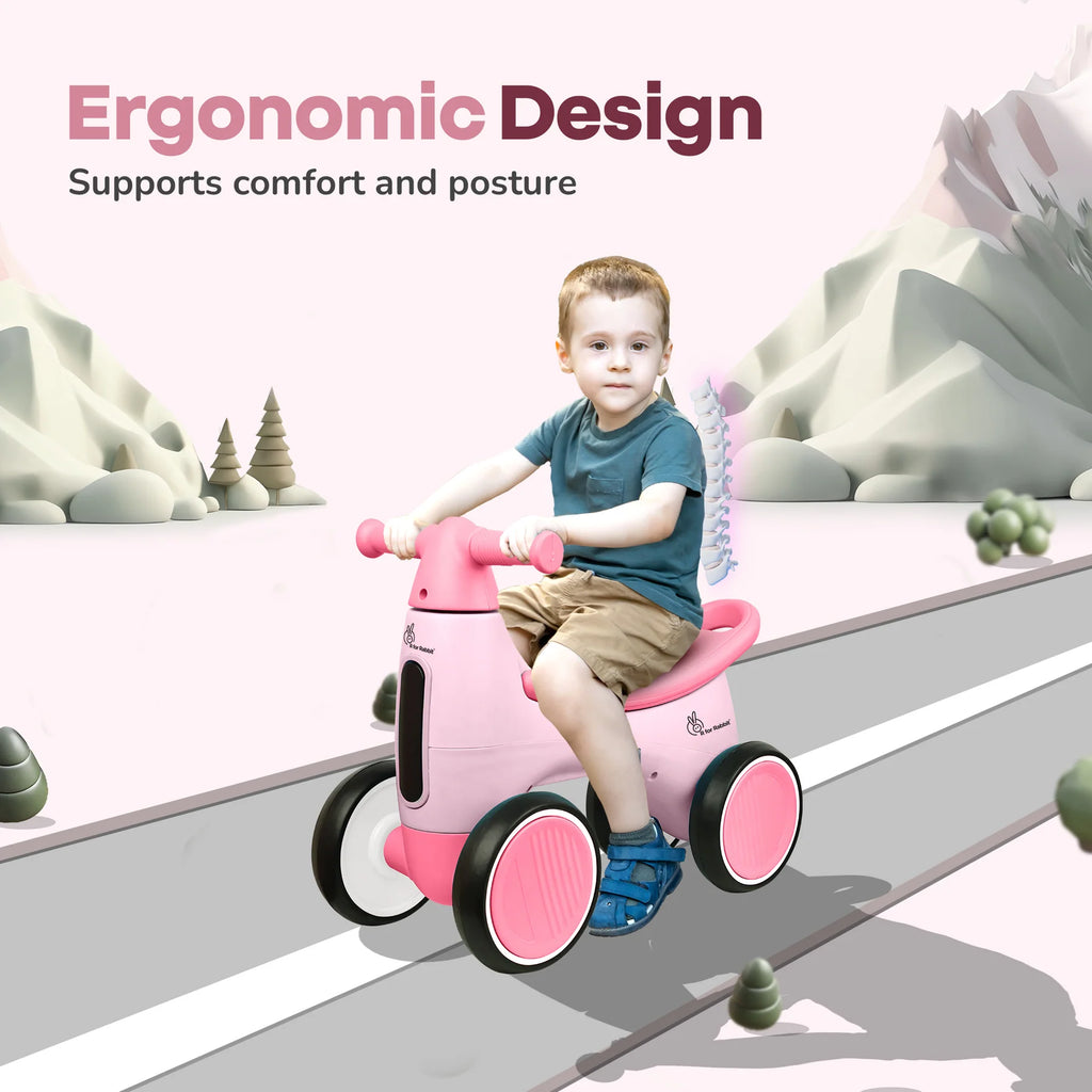 R For Rabbit Speedster Glider Baby Ride-on Car Push Ride with Music & Lights Pink