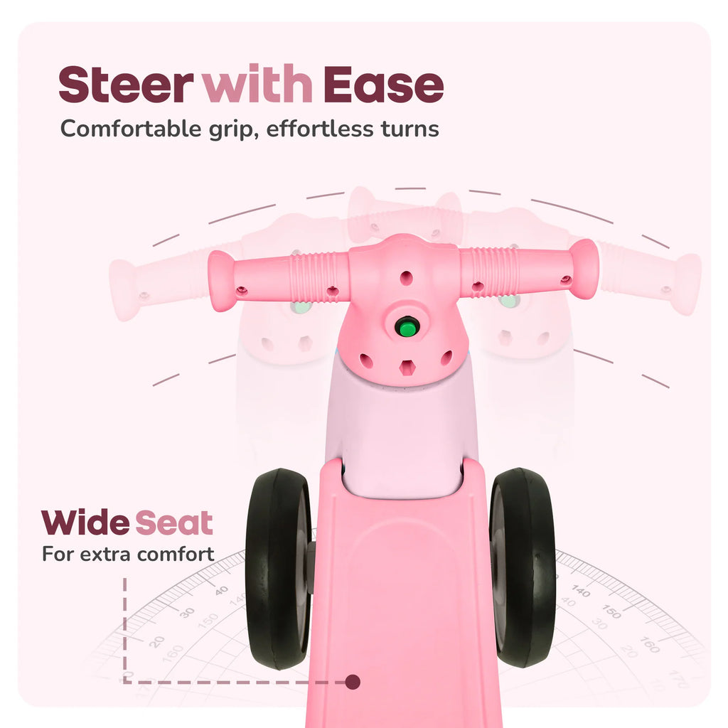 R For Rabbit Speedster Glider Baby Ride-on Car Push Ride with Music & Lights Pink