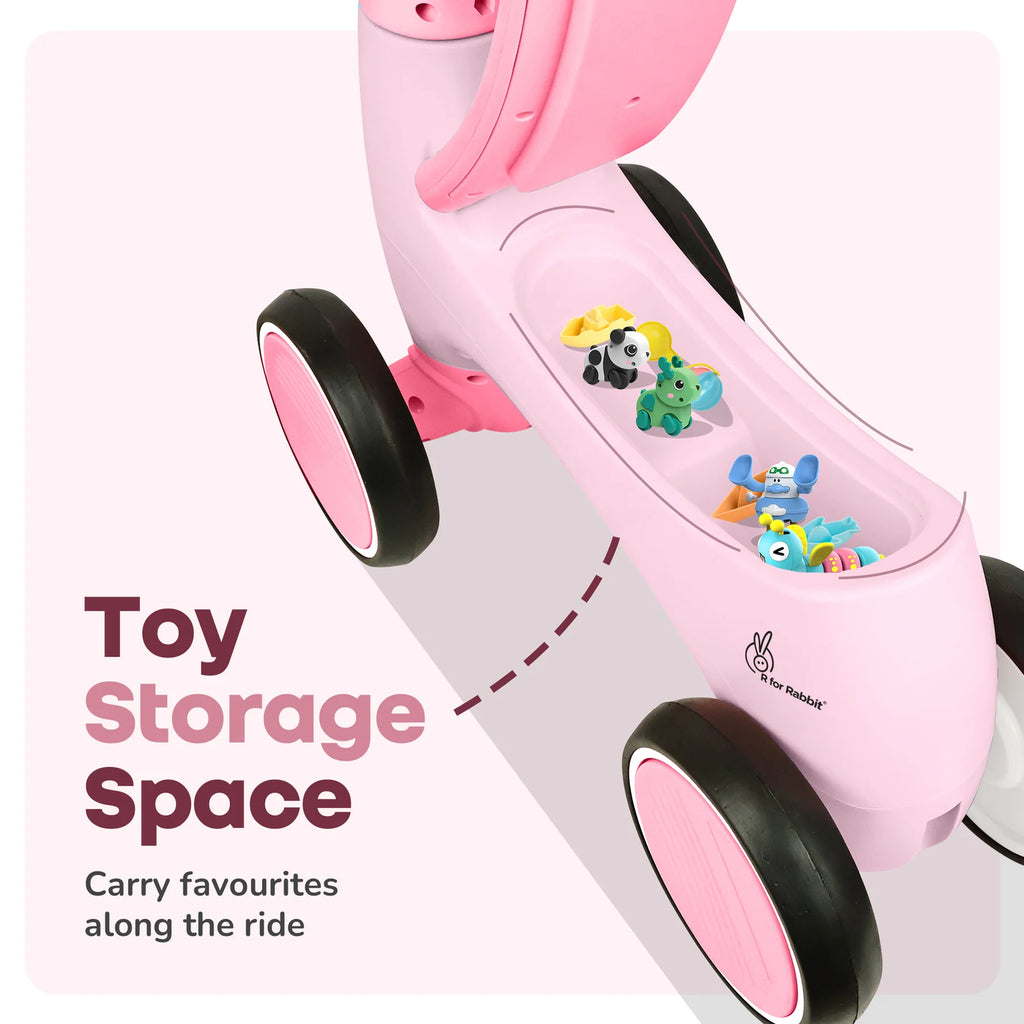R For Rabbit Speedster Glider Baby Ride-on Car Push Ride with Music & Lights Pink