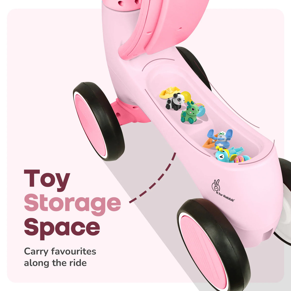 R For Rabbit Speedster Glider Baby Ride-on Car Push Ride with Music & Lights Pink