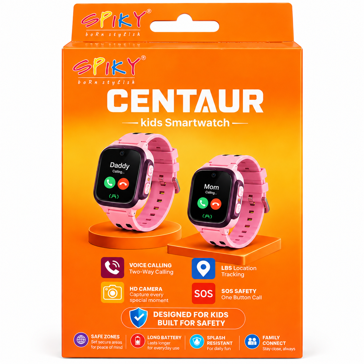 Spiky Centaur Kids Smartwatch | Voice Calling, LBS Tracking & SOS Pink