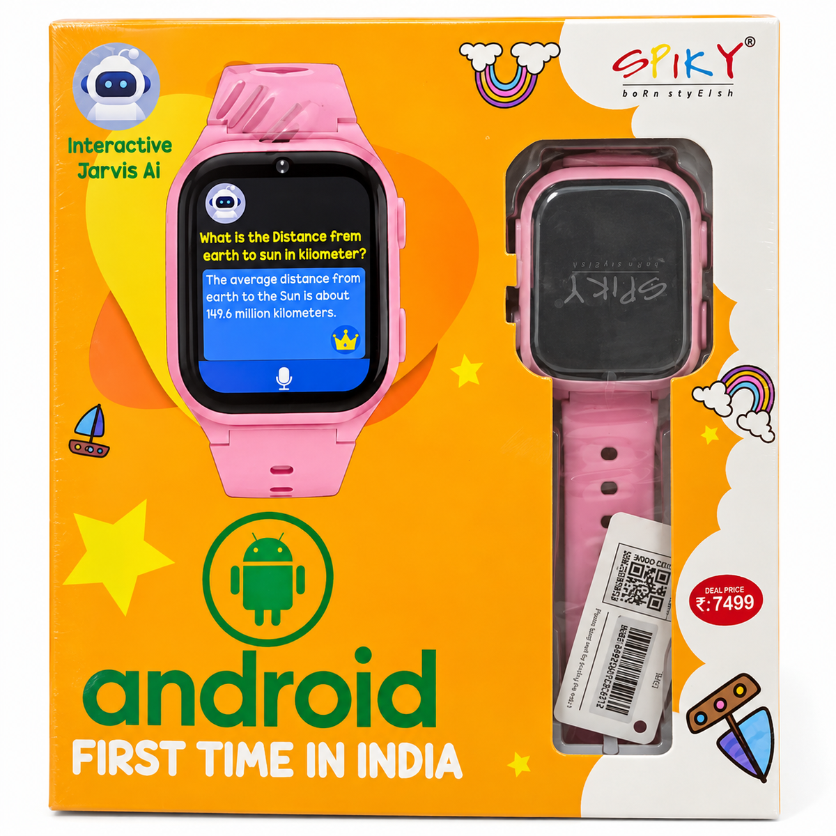 Spiky Chimera Kids Android Smartwatch | Jarvis AI, Video Calling & GPS – Pink