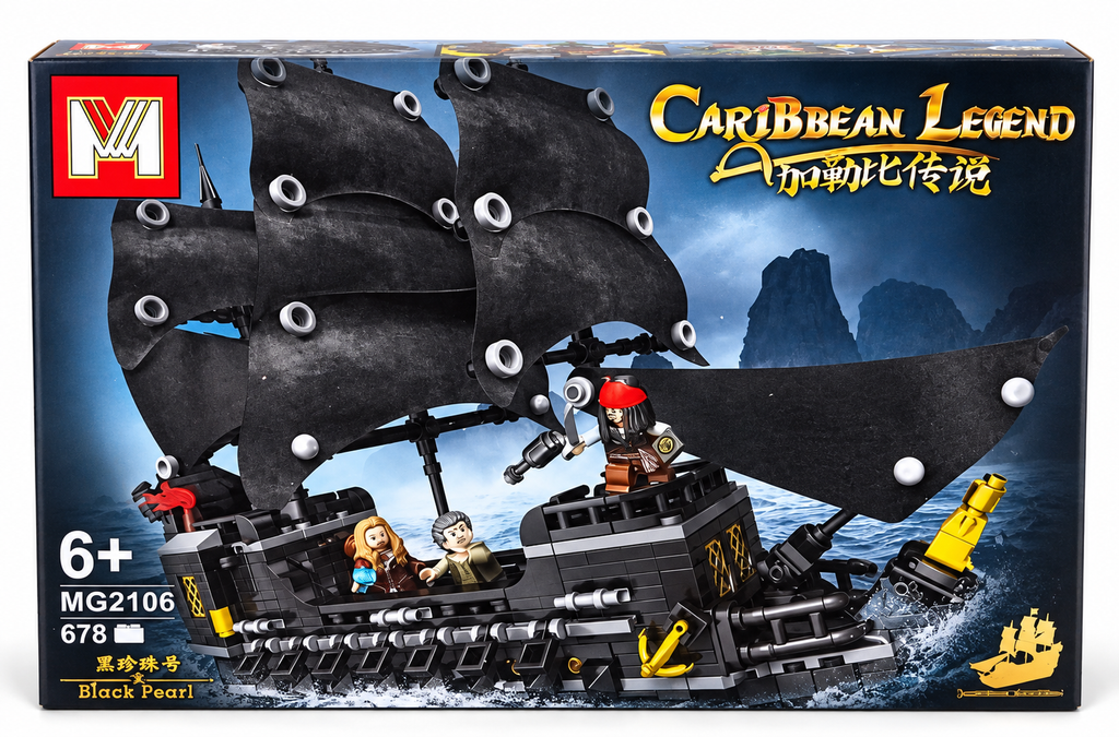 Caribbean Legend Black Pearl Pirate Ship Building Blocks Set, 678 Pieces, MG2106, Ages 6+