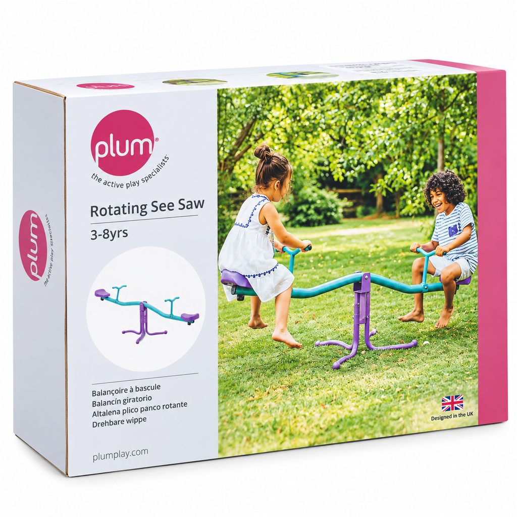 Plum Products Rotating Metal See Saw for Kids 3+ Years – 360° Spin, Blue & Purple