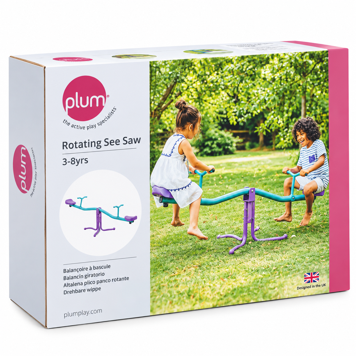 Plum Products Rotating Metal See Saw for Kids 3+ Years – 360° Spin, Blue & Purple