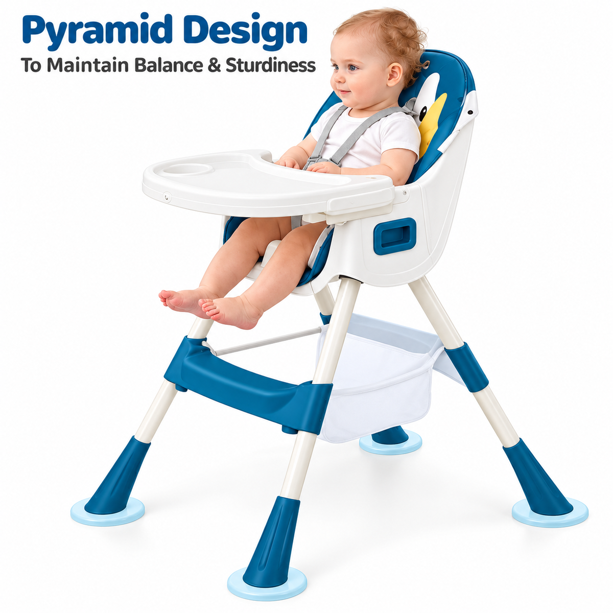 R for Rabbit Sugar Doodle Plus 3-in-1 Convertible Baby High Chair with 5-Point Harness, Dual Tray & Removable Wheels – 6 Months to 5 Years, Indigo Dye