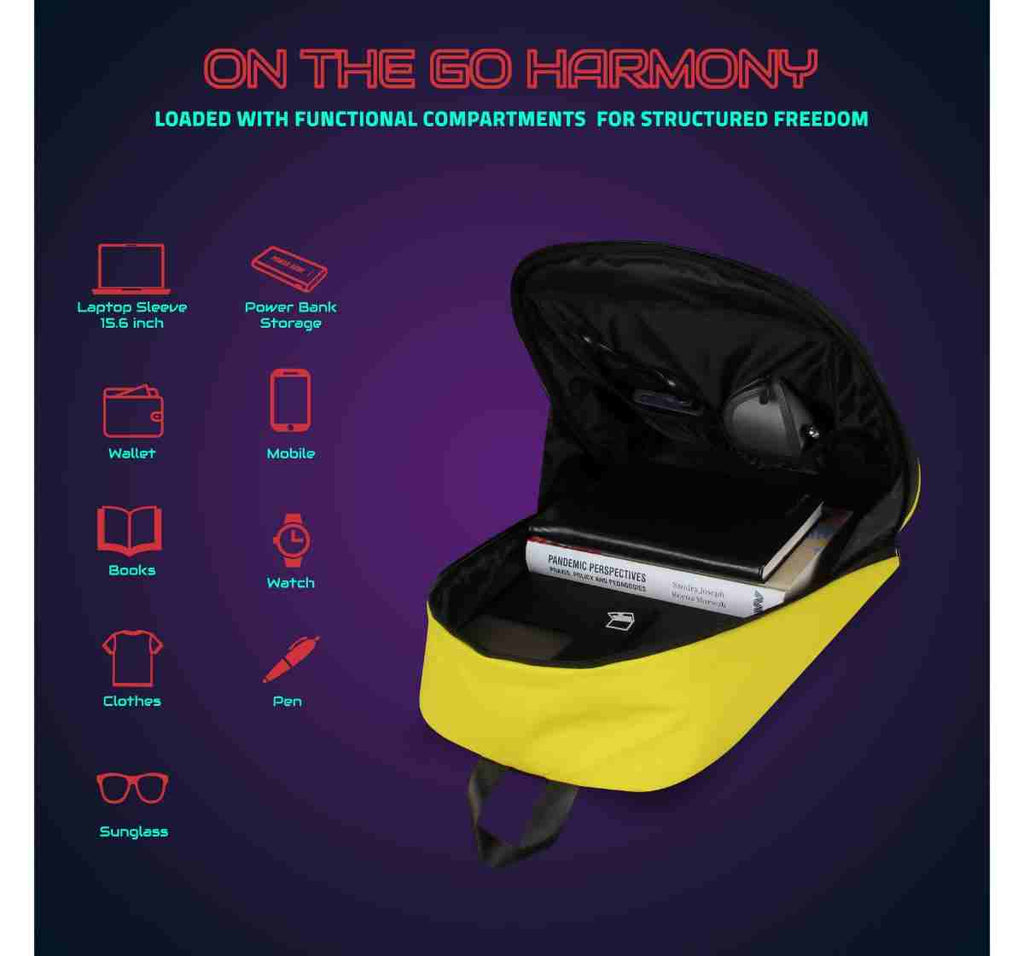 Hookaba Urban Buzz Yellow LED 16.8 Ltr Backpack