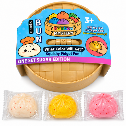 Rainbow Mystery Squishy Bun Set Surprise Dumpling Fidget Toy for Kids 3+ 1pc